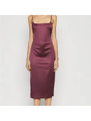 Abercrombie & Fitch Burgundy Satin Slip Midi Dress thumbnail 2