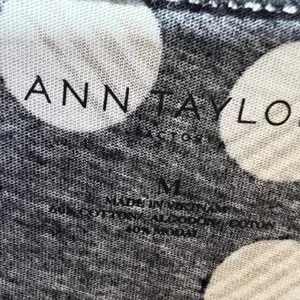 Ann Taylor Top Modal Cotton Black White Polka Dot Scoop Neck Short Sleeve M‎ thumbnail 2