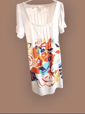 ECI New York Multicolor Painterly Floral Print Short Sleeve Midi Dress 8 thumbnail 2