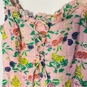Urban Outfitters Womens Pink Fruit Print Lace Up Mini Babydoll‎ Dress Size XS thumbnail 4
