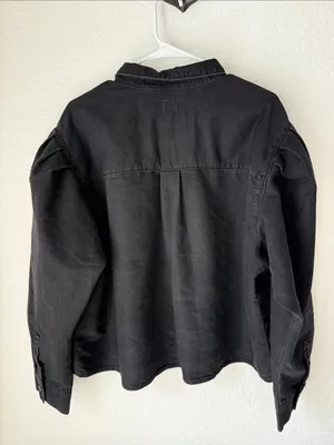 Levi's Black Oversized Button-Up Denim Shirt Jacket Size XL thumbnail 10