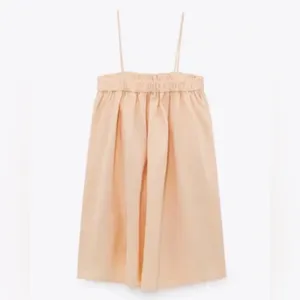 ZARA Linen Blend Babydoll Mini Dress with Pockets in Peach Tangerine Size‎ Small thumbnail 8
