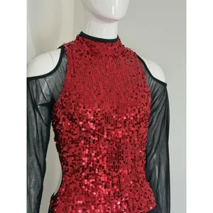 Weissman Dance Leotard Women’s Adult Medium MA Sequin Costume Long Sleeve thumbnail 3