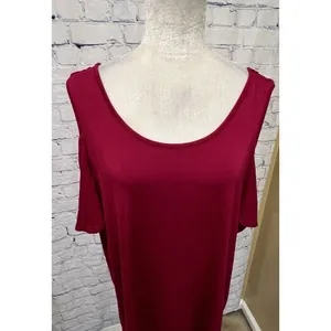 LANE BRYANT TOP BLOUSE COLD SHOULDER TIE BACK SWING TEE Size 18/20 Stretch thumbnail 2