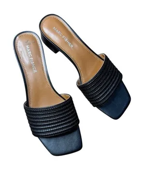 Marc Fisher Casala Slide Mule Sandals Womens 6.5 Black Square Toe Heel thumbnail 1