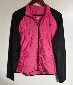 Champion Performax Womens XL Pink Black Full Zip‎ Windbreaker Running Jacket thumbnail 1