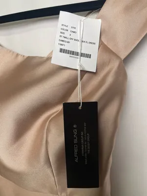 ALFRED SUNG Off-Shoulder Prom Dress in Tan - Size 0 thumbnail 4