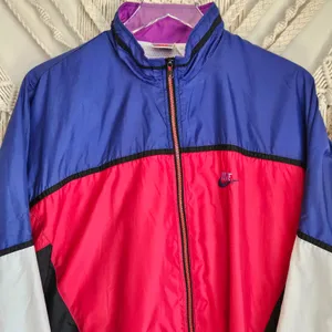 Nike‎ Vintage 90s Style Colorblock Windbreaker Jacket Red Blue Purple Womens L thumbnail 9