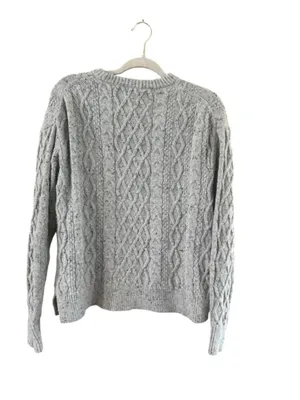 J. Crew Heather Gray Cable-Knit Crew Sweater thumbnail 9