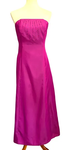 Purple Fuchsia Y2K Beaded Strapless Hoco Formal Prom Gown Dress Evening Size 6 thumbnail 1