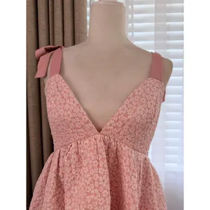 Lulus Darling Composure Pink Jacquard Floral Tie-Strap Mini Dress thumbnail 5