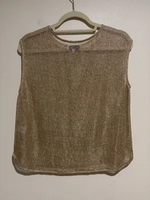Ripley Rader Gold Chain Lounge Tank Metallic Sleeveless Knit Top thumbnail 7