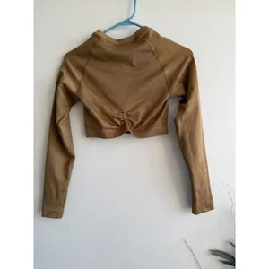Gymshark Adapt Animal Seamless Long Sleeve Crop Top Brown Gold Medium B2A1C‎ thumbnail 5