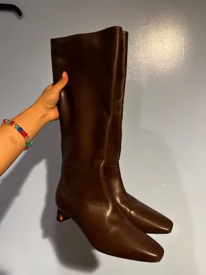 Vince Harlan Leather Knee-High Boots Cocoa Brown Size 8 thumbnail 3