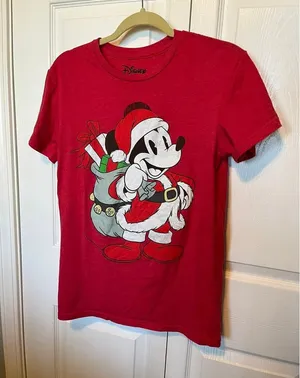 DISNEY‎ CHRISTMAS MICKEY MOUSE ladies small (S) shirt. thumbnail 1