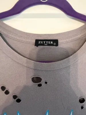 Zutter Distressed Graphic Tee Gray thumbnail 7