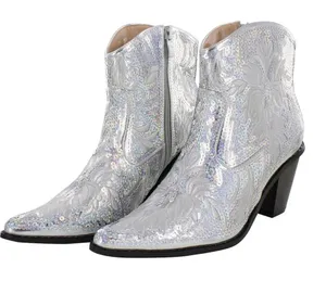 Helen's Heart HELEN'S HEART SHORT SILVER SEQUINS COWBOY BOOTS thumbnail 1