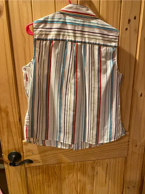 White Stag Multicolor Striped Sleeveless Button-Down Top thumbnail 3
