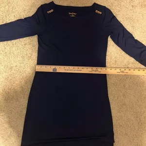 Lilly Pulitzer UPF 50+ Sophie Dress Navy Blue 3/4 sleeve gold button size XS‎ thumbnail 12
