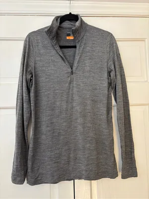 Icebreaker Women's 200 Oasis Long Sleeve Gray Half-Zip Merino Wool Sweater Large thumbnail 2