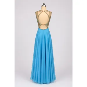 NWT Sherri Hill 50160 Light Blue Beaded Illusion Chiffon Gown Dress Size 2‎ thumbnail 3