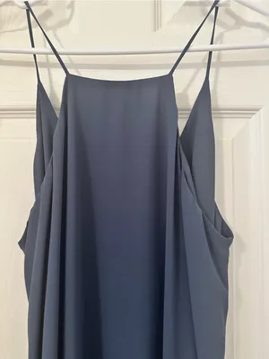 LOFT Dark Navy Slip Midi Dress with Tie Waist thumbnail 6
