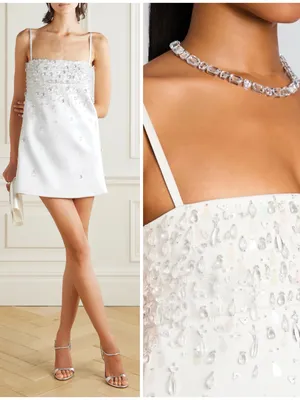NWT Retrofete Cornelia Crystal Embellished White Mini Short Dress Sz XL thumbnail 2