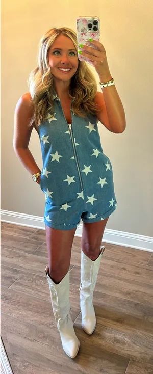 Star Denim Romper Blue Size M thumbnail 1