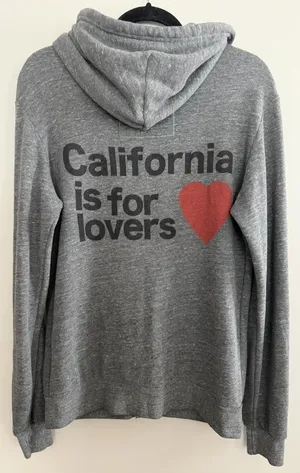 Aviator Nation‎ California is For Lovers Zip Up Hoodie Gray Size Medium thumbnail 1