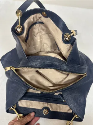 Michael Kors Raven Midnight Pebbled Leather Shoulder Tote Hobo bag thumbnail 9