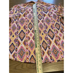 Chicos‎ Womens Size 0 Linen No Iron Button Up Shirt 3/4 Sleeve Aztec Colorful thumbnail 14