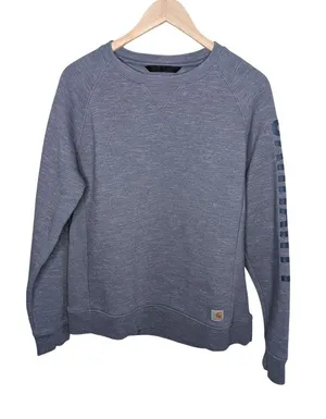 Carhartt L Women's Relaxed Fit Midweight Crewneck Block Logo Sleeve Sweater thumbnail 1