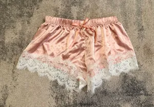Women's Zramiwo Pink Satin Lace Sleep Shorts thumbnail 1