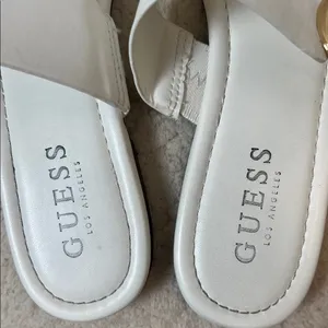Guess White Slide Sandals with Gold Logo Accent size 8. thumbnail 10