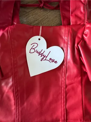Buddy Love Erin Vegan Leather Top in Crimson Size S NWT thumbnail 4