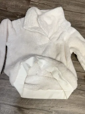 Mondetta Women’s Ivory Plush Sherpa Quarter Zip Pullover Sweater Size M thumbnail 10