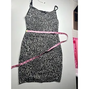 Urban Renewal Black Gray Animal Print Mesh Midi Dress Size M Leopard Zebra Y2K thumbnail 4