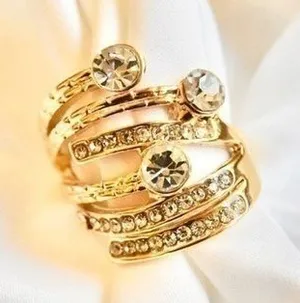 Layered Rhinestone Ring Gold thumbnail 1