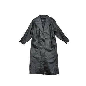 *Vintage 80's Leather Jacket Womens Size M Black Trench Whimsigoth Witchy Grunge thumbnail 2