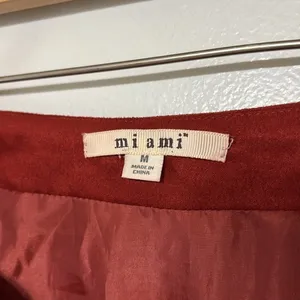 Miami Boho Embroidered Rust Red Faux Suede Mini Skirt Size M thumbnail 7