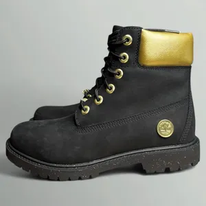 Timberland 6” Heritage Waterproof Nubuck Cupsole Boots in Black/Gold thumbnail 5