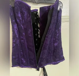 Daisy Purple and Black Lace Front Zipper corsets thumbnail 4