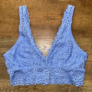 Aerie Lace Pullover Wireless Lined Bralette in Blue thumbnail 1