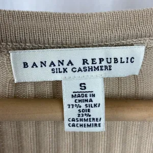 Banana Republic Cream Tan Ribbed Button Front Long Sleeve Cardigan Sweater Top S thumbnail 5