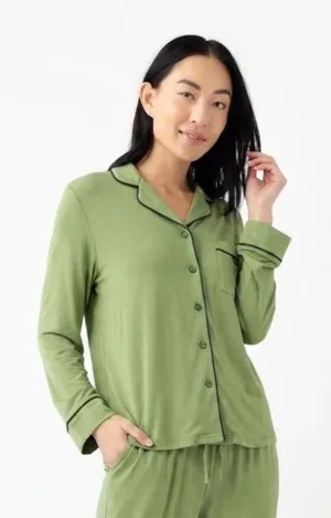 Cozy Earth Bamboo Stretch Knit Long Sleeve Pajama Top Size XS Green thumbnail 1