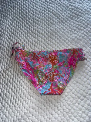 Lilly Pulitzer Women’s Coral Print Colorful Neon Bikini Bottom Size Medium thumbnail 2