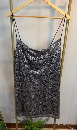 Size S NWT Sexy American Eagle Cowl Neck Sequin Mini Dress thumbnail 1