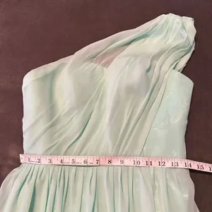 Women’s Green Chiffon One Shoulder Bridesmaid Dress Zip Up Back Size 6 thumbnail 8