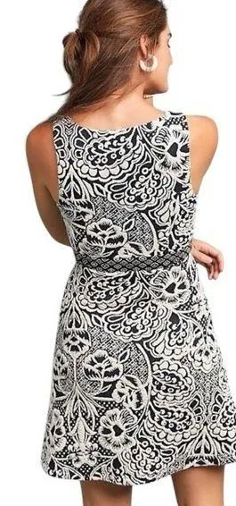 Anthropologie Ett:Twa Valery Jacquard Floral Knit Flared Mini Dress Size XL thumbnail 2