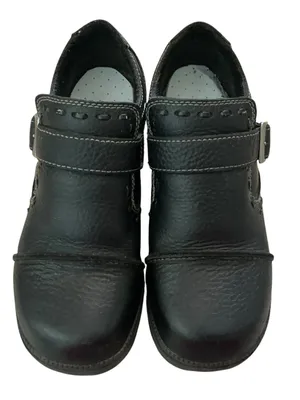 Milwaukee motorcycle women’s biker shoes black leather grunge buckle & stitching thumbnail 4